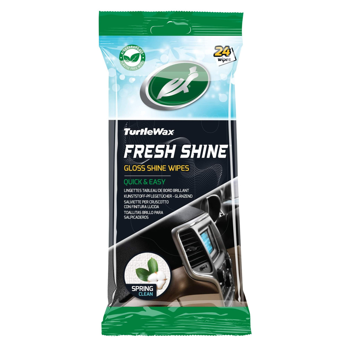 TURTLE WAX Fresh shine gloss wipes, glänzende Salon-Kunststofftücher, 24 Stück
