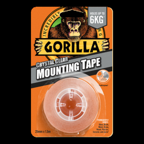 Gorilla Mounting Tape, Doppelseitiges Klebeband, 1,5mx25mm