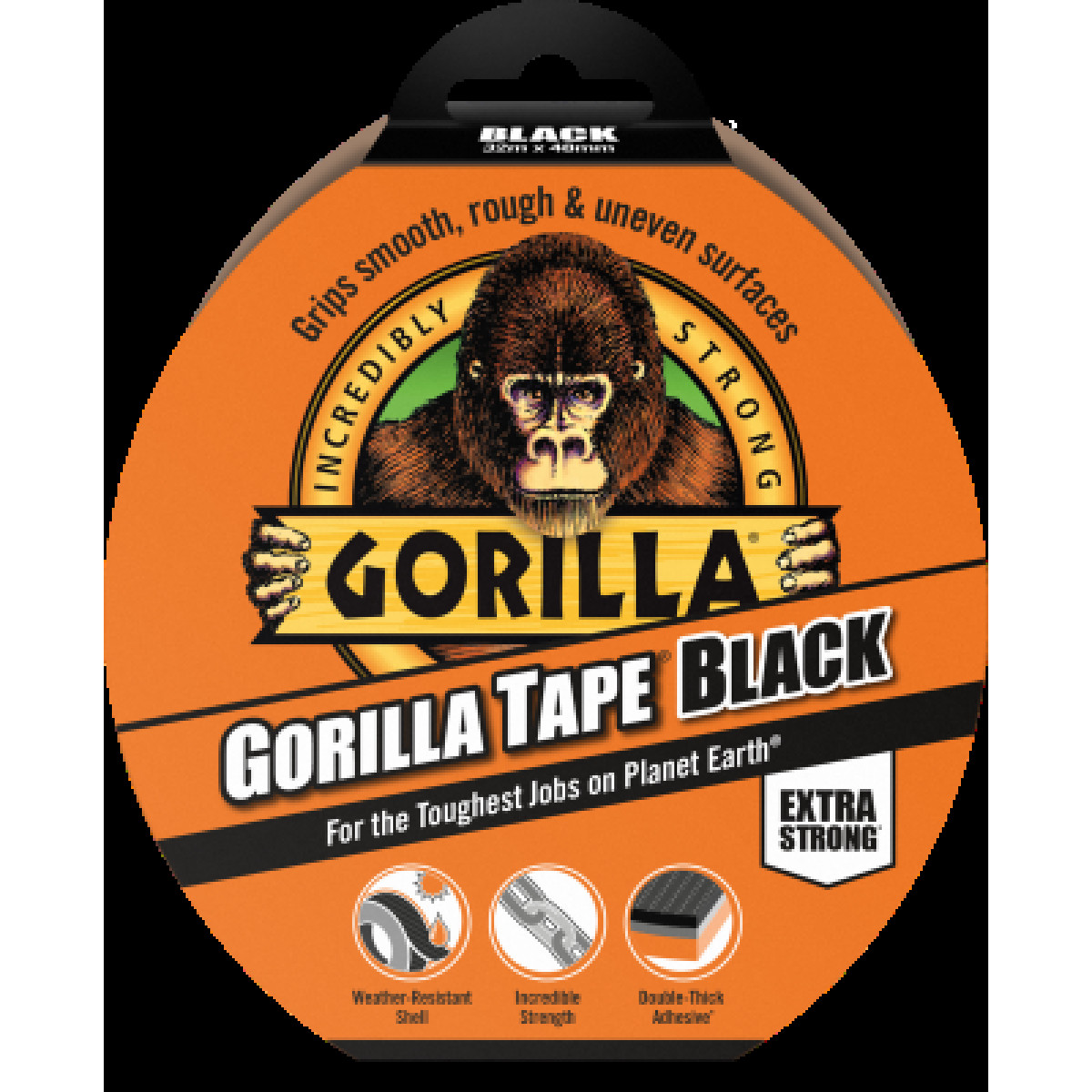 Gorilla Tape Black, Klebeband, schwarz, 32mx48mm Gorilla Tape Black, Klebeband, schwarz, 32mx48mm