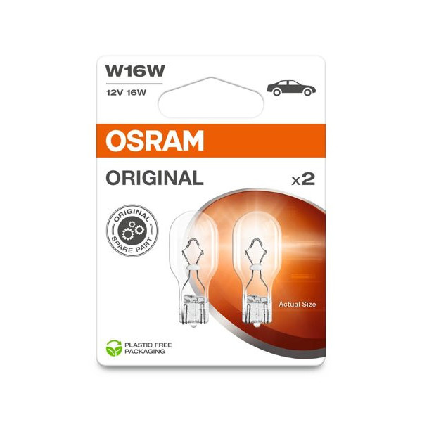 OSRAM Autolampe, 16W 12V W2.1X9.5, 2 Stück