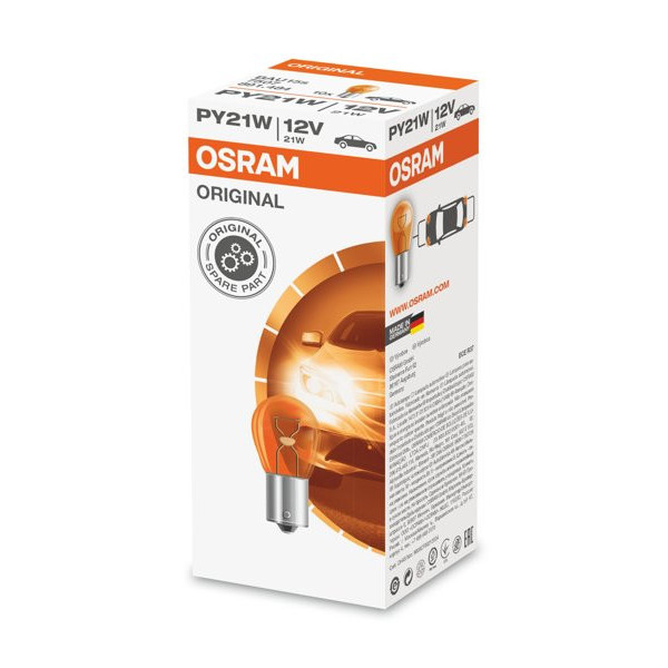 OSRAM Autolampe 21W 12V BAU15S (gelb), 1 Stk.