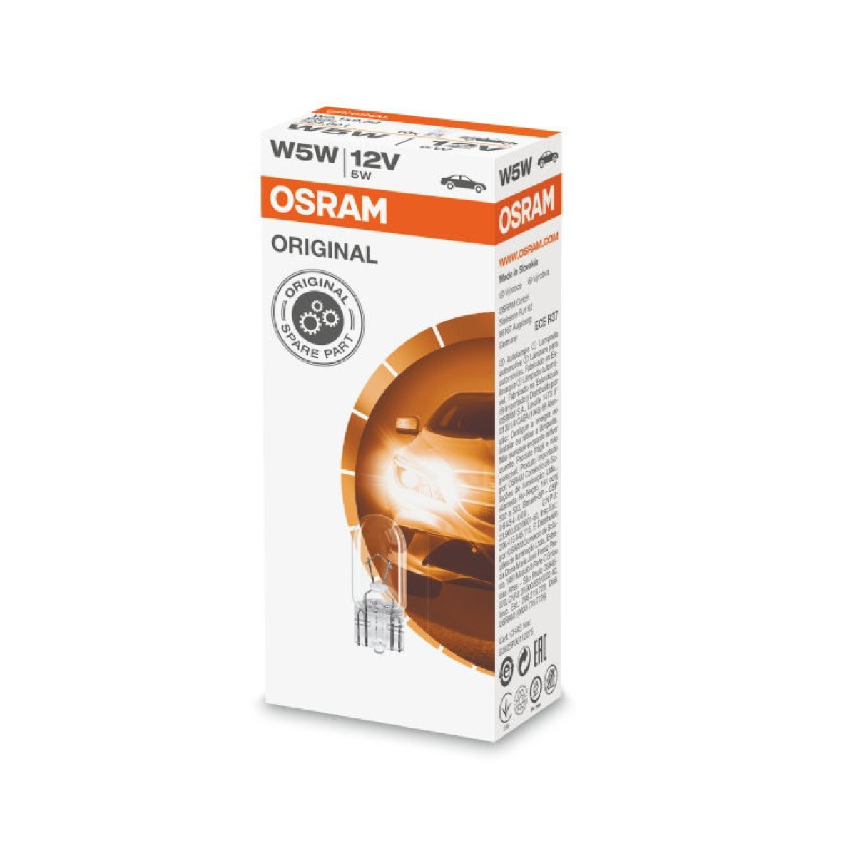 OSRAM Autolampe 5W 12V W2.1x9.5D, 1 Stück