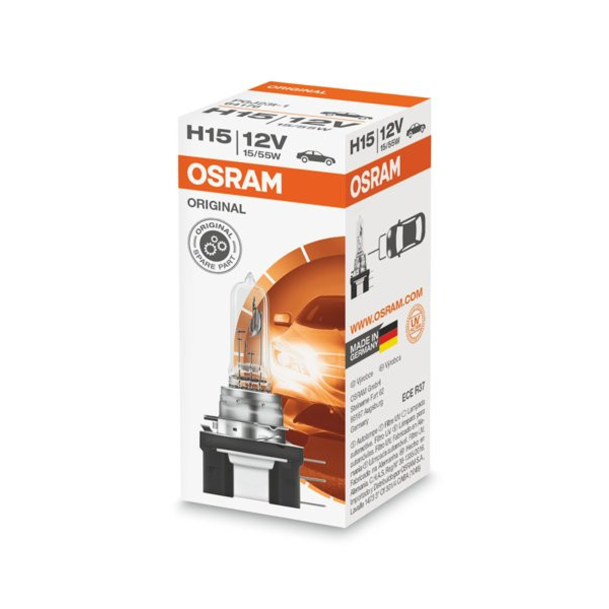OSRAM Autolampe H15 55/15W 12V PGJ23T, 1 Stück