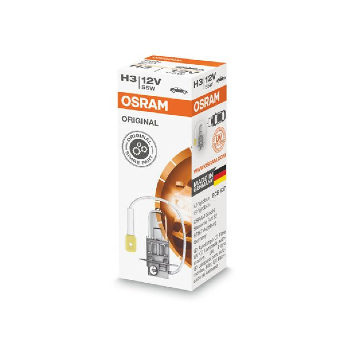 OSRAM Autolampe H3 55W 12V PK22S, 1 Stück