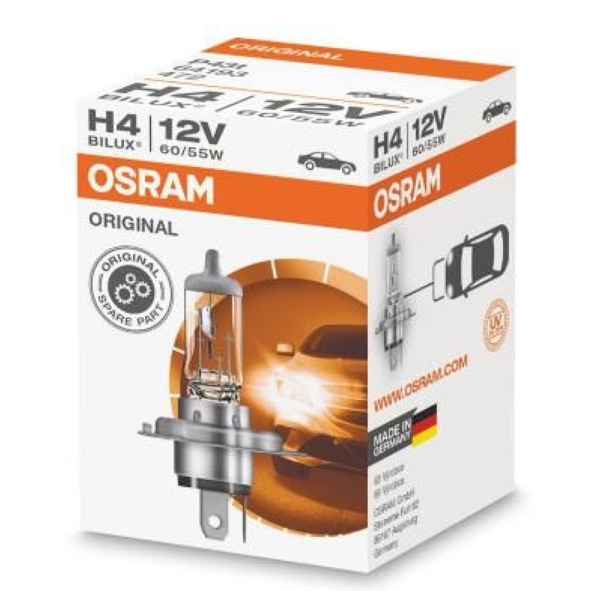 OSRAM Autolampe H4 60/55W 12V Bilux P43T, 1 Stück
