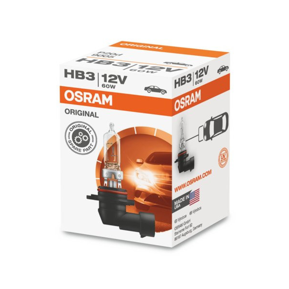 OSRAM Autolampe HB3 60W 12V P20D (für amerikanische Autos), 1 Stück