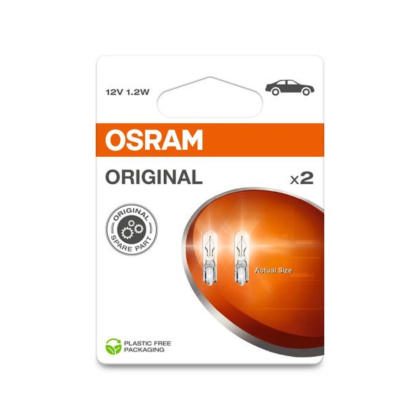 OSRAM Autolampen 1,2W 12V W2x4,6D, 2 Stück