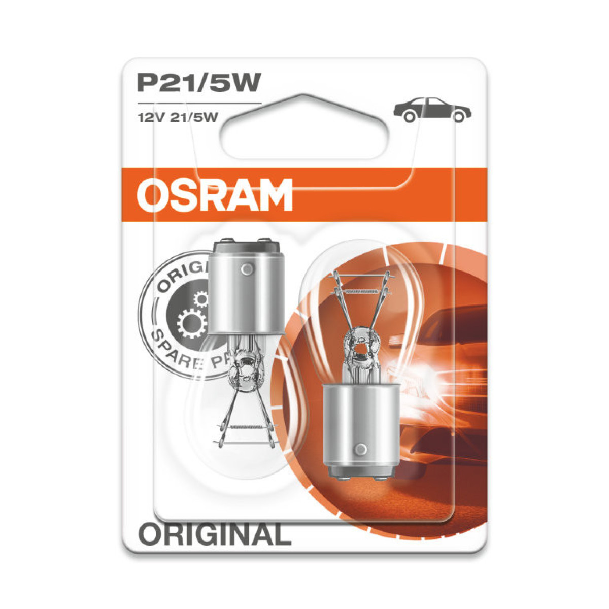 OSRAM Autolampen 21/5W 12V BAY15D, 2 Stück