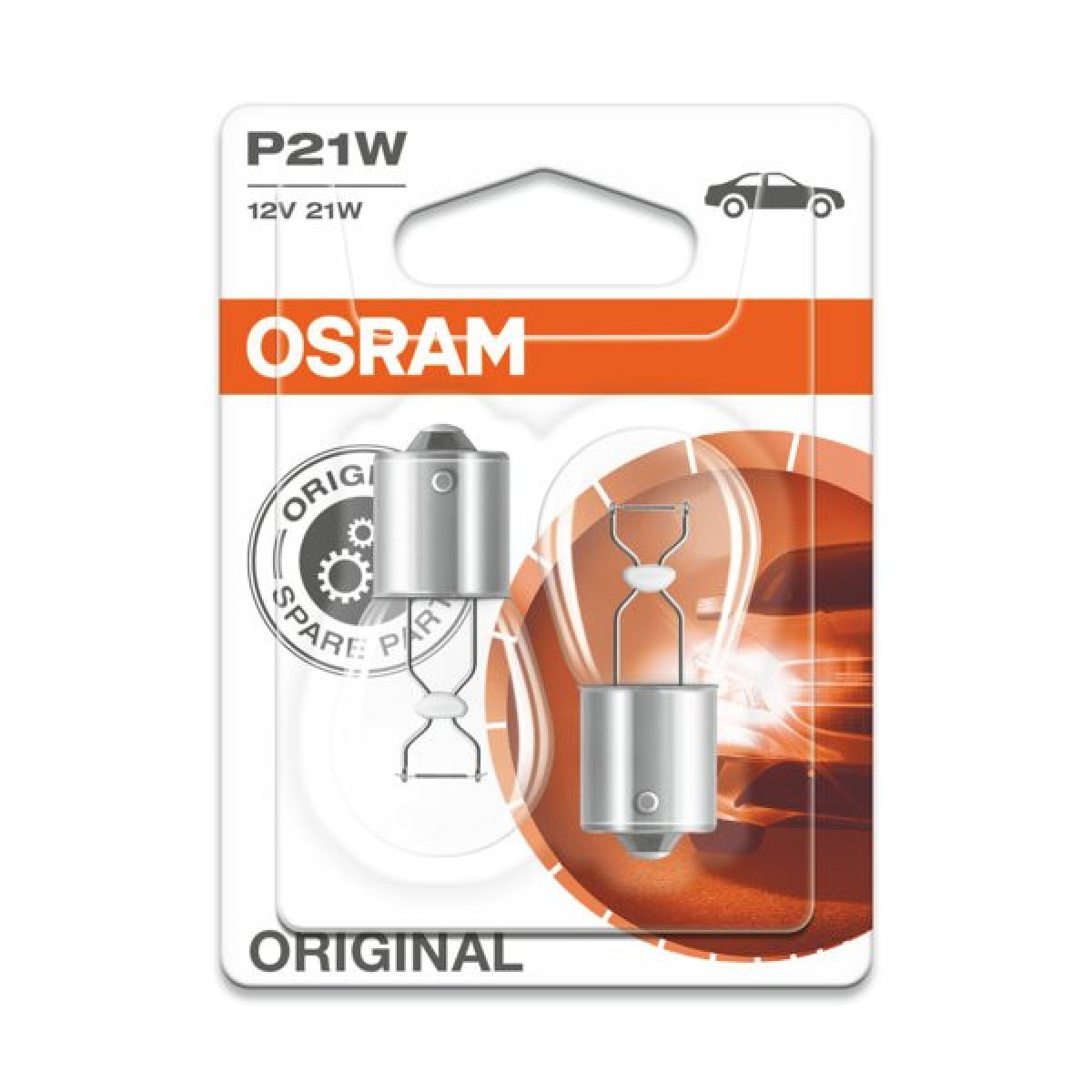 OSRAM Autolampen 21W 12V BA15S, 2 Stück