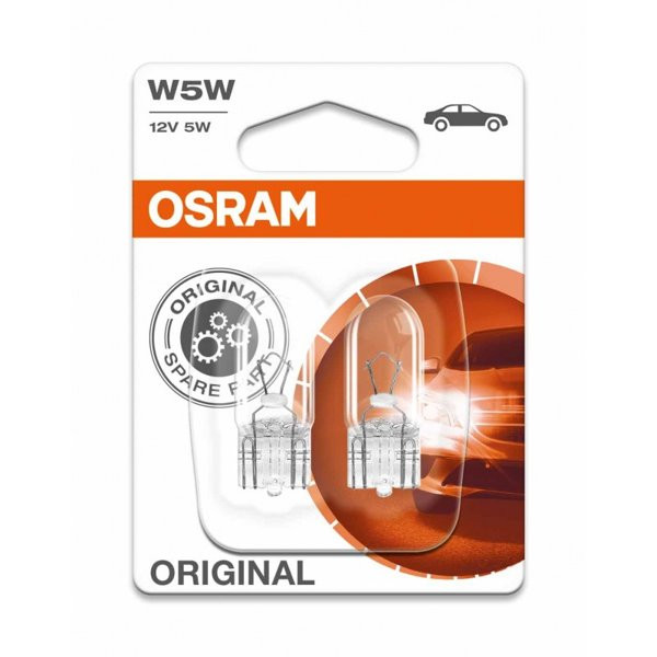 OSRAM Autolampen 5W 12V W2.1x9.5D, 2 Stück