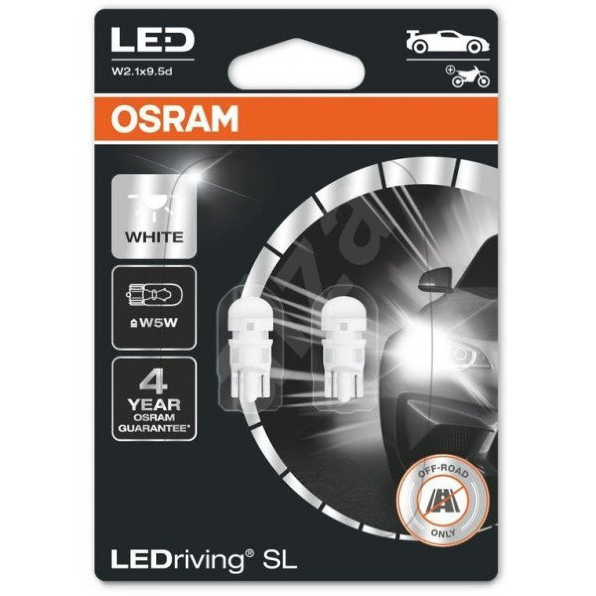 OSRAM Autolampen LED Retrofit 1W 12V W2.1x9.5D, 2 Stück OSRAM Autolampen LED Retrofit 1W 12V W2.1x9.5D, 2 Stück