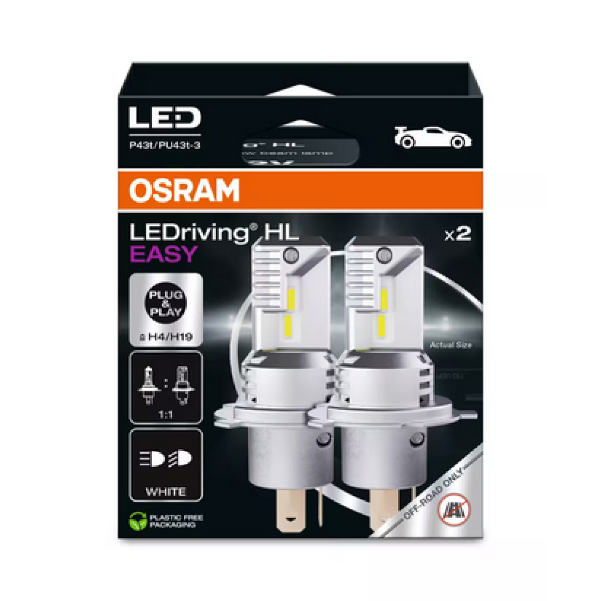 OSRAM LED-Autolampen H4/H19 12V 1400/1150lm(HB/LB) 6000K, 2St.