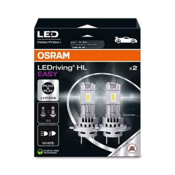 OSRAM LEDriving HL EASY GEN2 H7/H18, Autolampen, 12 V, 16 W, 6500 K, 1400 lm, 2 Stück
