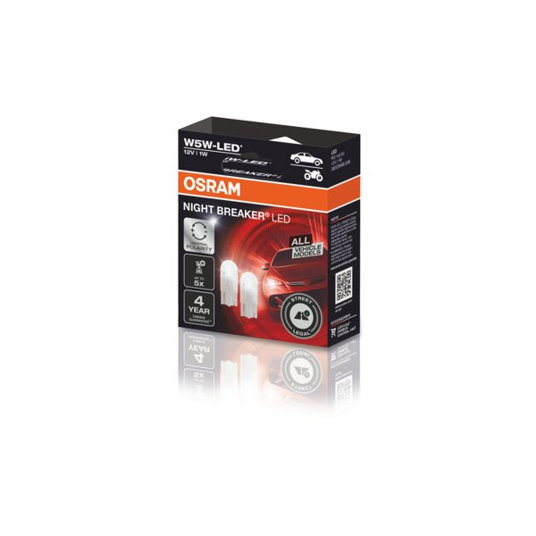 OSRAM Autolampen NIGHT BREAKER LED W5W Street 1W 5700K 50lm (2825), 2 Stück