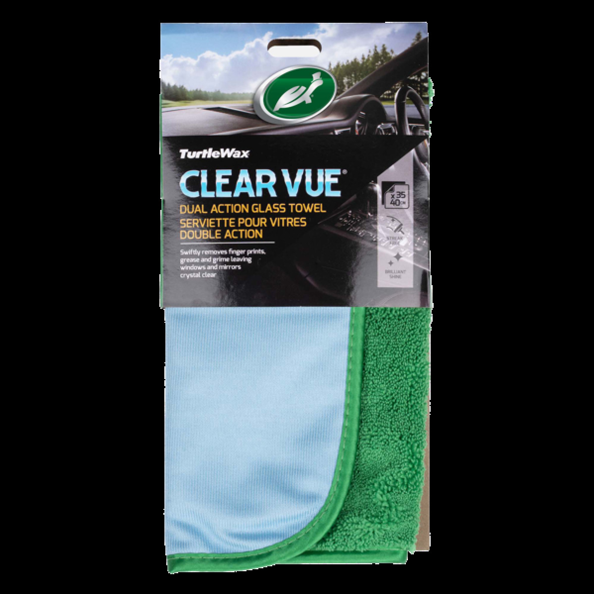 TURTLE WAX Clear vue, doppelseitiges Fensterreinigungstuch 35 x 40 cm