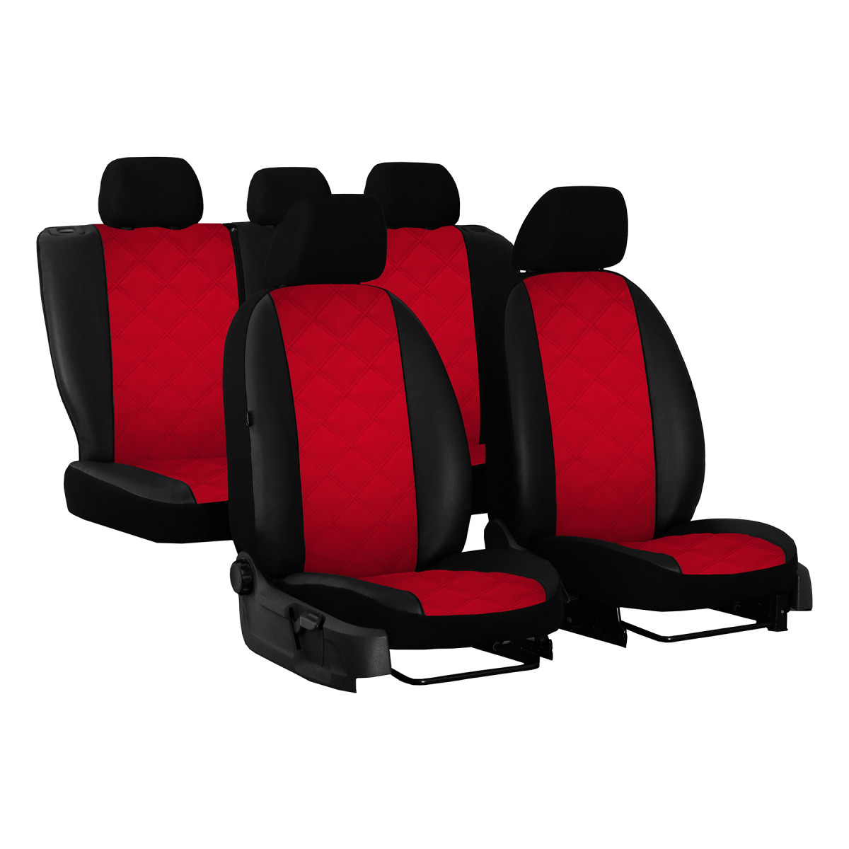 1-Sitzer Autositzbezüge aus PU Leder -Schwarz + Rot Linie Manta