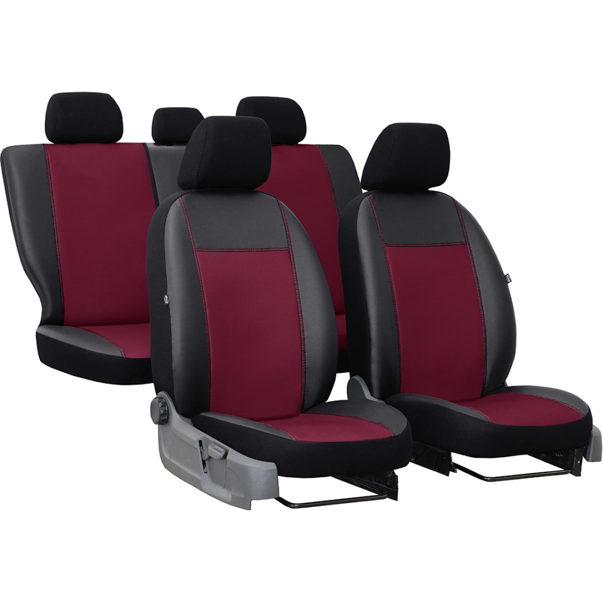 Sitzbezüge Auto Leder Autositzbezüge Universal Set für VW Volkswagen Golf 6  GTI Golf 7 Golf 7 GTI Golf Tdi Golf Sportsvan Schwarz Rot , Kissen 5-Sitz  Vorne Hinten Sitz Protektoren Rutschfest Wasserdic 