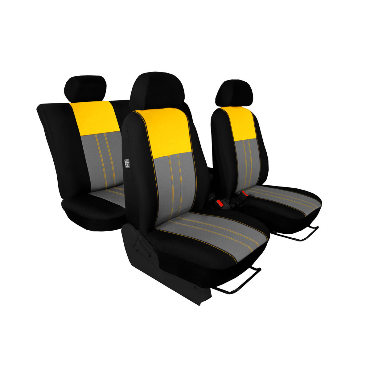 Sitzbezug 3-Sitzer für Berlingo, Partner und Combo mit Aussparung für  Lordosenstütze auf der Innenseite Fahrersitz.