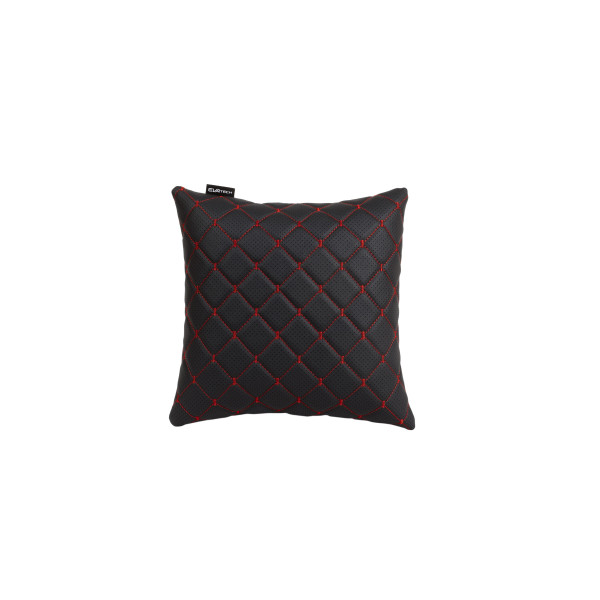 EVAtech ECO Autokissen 30x30 cm - schwarz / rote Nähte