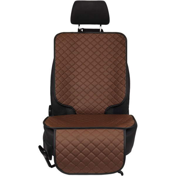 EVAtech ECO Kindersitzschutz für Autositze - braun / schwarze Kanten / braune Nähte