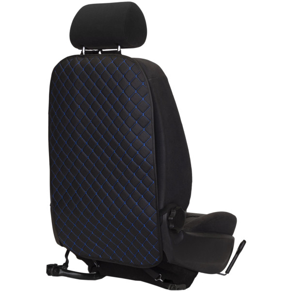 EVAtech ECO Kindersitz Rückenlehnen-Schutz 75x46 cm - schwarz / schwarze Kanten / blaue Nähte