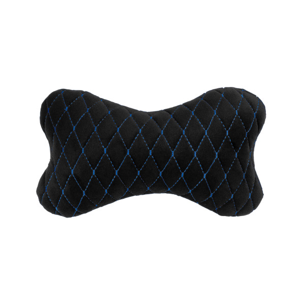 EVAtech Auto-Nackenkissen 27x16 cm - schwarz / blaue Nähte
