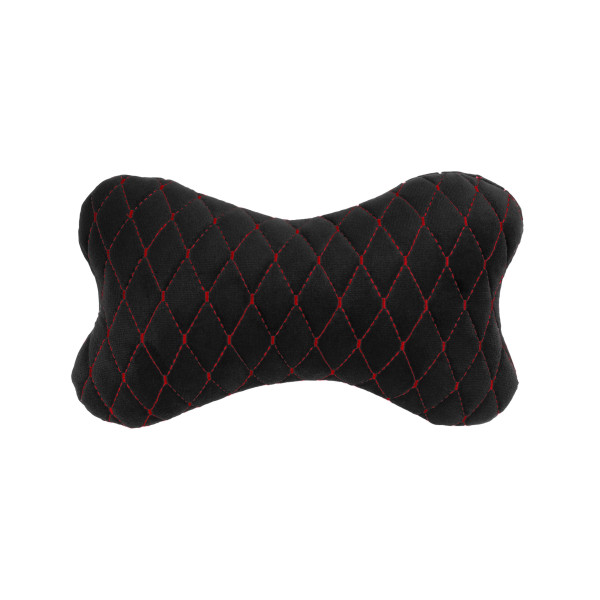 EVAtech Auto-Nackenkissen 27x16 cm - schwarz / rote Nähte