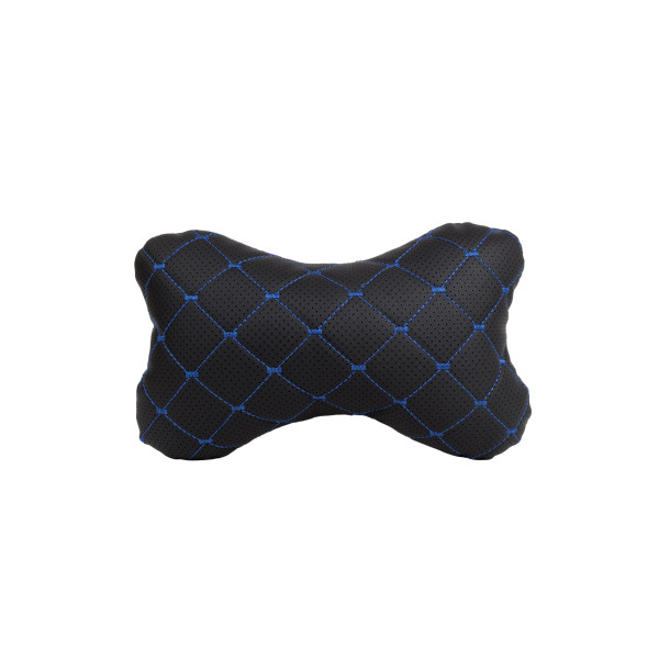EVAtech ECO Auto-Nackenkissen 27x16 cm - schwarz / blaue Nähte