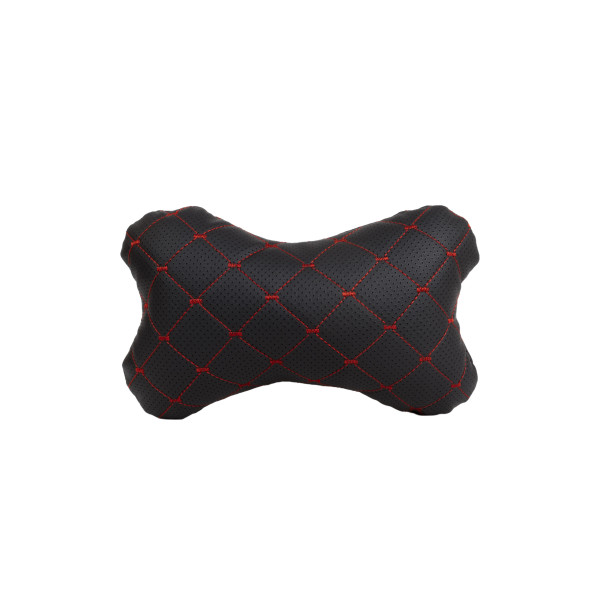 EVAtech ECO Auto-Nackenkissen 27x16 cm - schwarz / rote Nähte