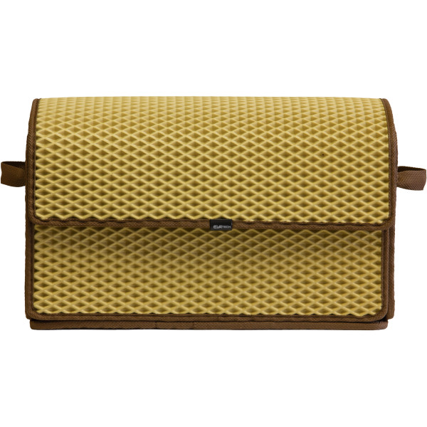 EVAtech Kofferraum-Organizer 30x49x25 cm- beige / braune Kanten