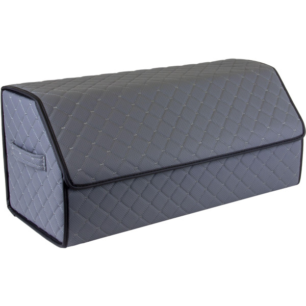 EVAtech Kofferraum-Organizer ECO L 30x30x65 cm - grau / schwarze Kanten / graue Nähte / schwarzes Innenleben