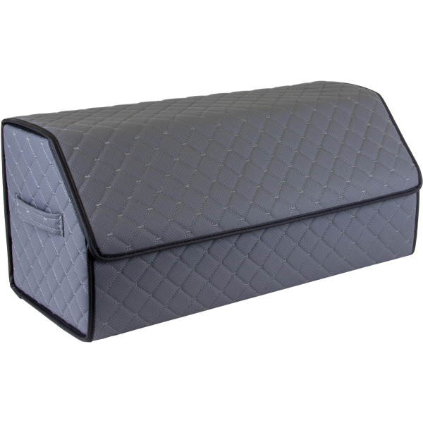 EVAtech Kofferraum-Organizer ECO L 30x30x65 cm - grau / schwarze Kanten / graue Nähte / rotes Innenleben