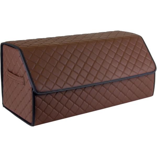 EVAtech Kofferraum-Organizer ECO L 30x30x65 cm - braun / schwarze Kanten / bruna sömmar / svart inre