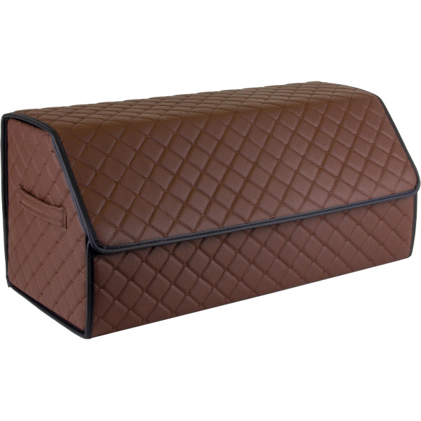 EVAtech Kofferraum-Organizer ECO L 30x30x65 cm - braun / schwarze Kanten / braune Nähte / rotes Innenleben