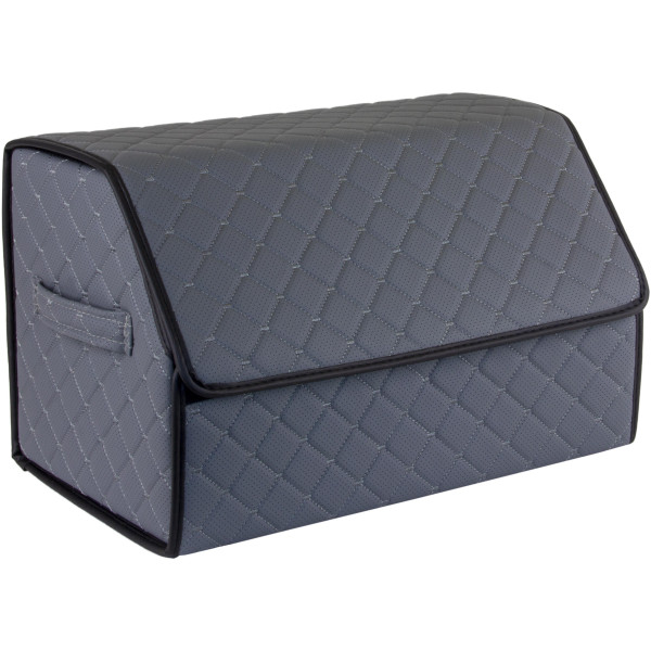 EVAtech Kofferraum-Organizer ECO M 30x30x50 cm - schwarz / schwarze Kanten / blaue Nähte / schwarzes Innenleben