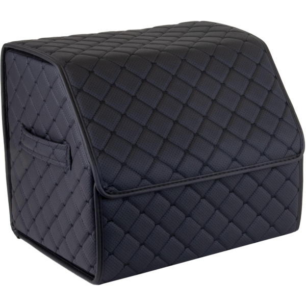 EVAtech Kofferraum-Organizer ECO S 30x30x35 cm - schwarz / schwarze Kanten / schwarze Nähte / rotes Innenleben