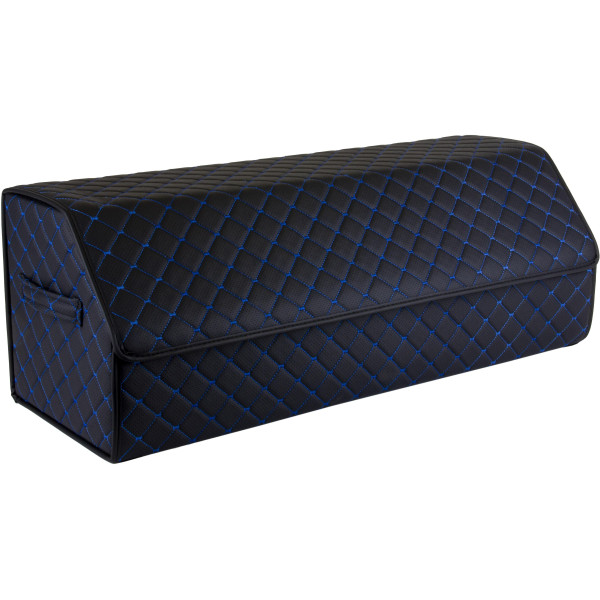 EVAtech Kofferraum-Organizer ECO XL 30x30x80 cm - schwarz / schwarze Kanten / blaue Nähte / rotes Innenleben