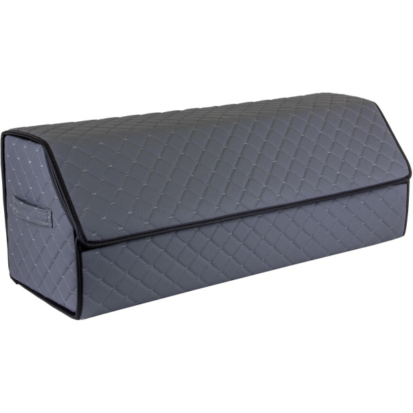 EVAtech Kofferraum-Organizer ECO XL 30x30x80 cm - grau / schwarze Kanten / graue Nähte / rotes Innenleben