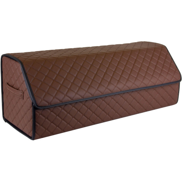 EVAtech Kofferraum-Organizer ECO XL 30x30x80 cm - braun / schwarze Kanten / braune Nähte / schwarzes Innenleben