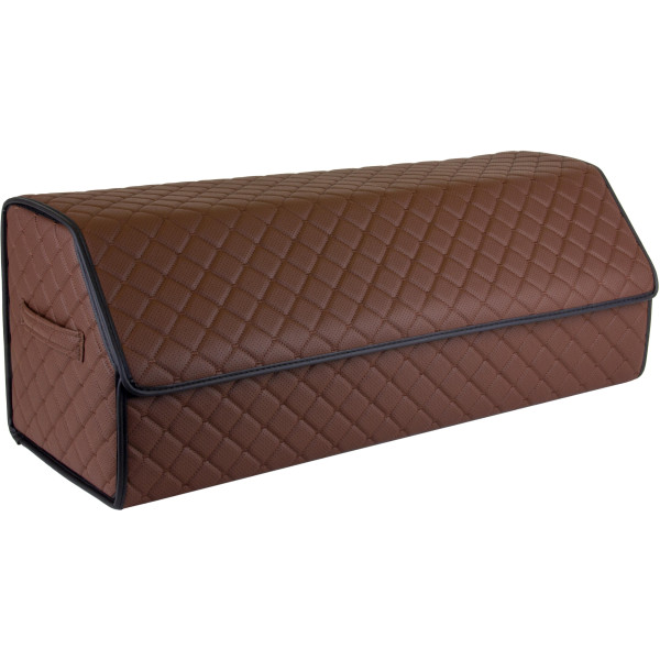 EVAtech Kofferraum-Organizer ECO XL 30x30x80 cm - schwarz / schwarze Kanten / braune Nähte / rotes Innenleben
