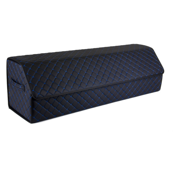 EVAtech Kofferraum-Organizer ECO XXL 30x30x100 cm - schwarz / schwarze Kanten / blaue Nähte / rotes Innenleben