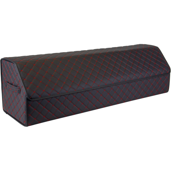 EVAtech Kofferraum-Organizer ECO XXL 30x30x100 cm - schwarz / schwarze Kanten / rote Nähte / schwarzes Innenleben