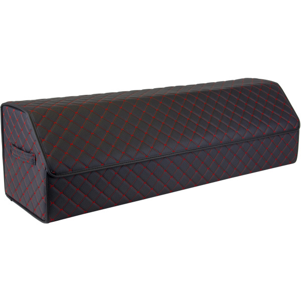 EVAtech Kofferraum-Organizer ECO XXL 30x30x100 cm - schwarz / schwarze Kanten / rote Nähte / rotes Innenleben