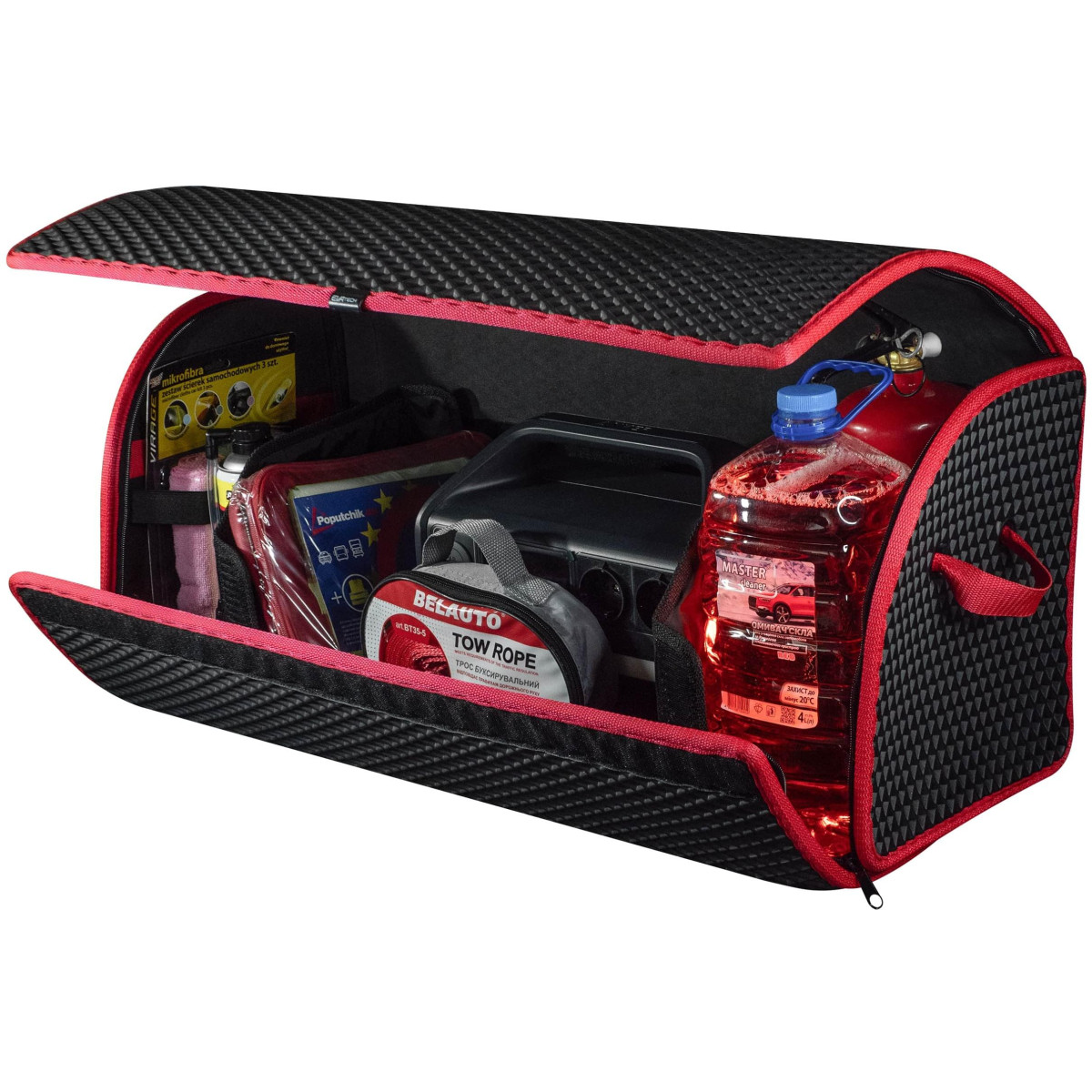 EVAtech Kofferraum-Organizer PRO L 32x75x30 cm - schwarz / rote Kanten EVAtech Kofferraum-Organizer PRO L 32x75x30 cm - schwarz / rote Kanten