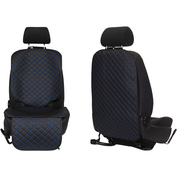 EVAtech ECO Autositzschutz-Set - schwarz / schwarze Kanten / blaue Nähte