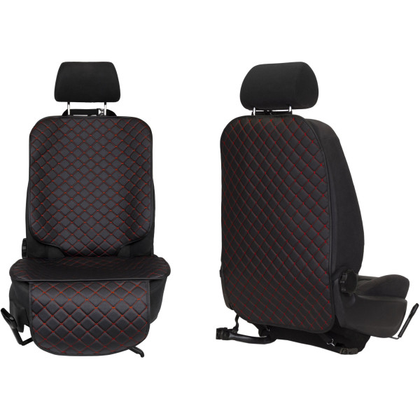 EVAtech ECO Autositzschutz-Set - schwarz / schwarze Kanten / rote Nähte