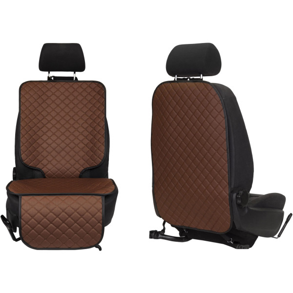 EVAtech ECO Autositzschutz-Set - braun / schwarze Kanten / braune Nähte