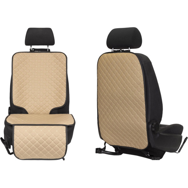 EVAtech ECO Autositzschutz-Set  - beige / schwarze Kanten / beigefarbene Nähte