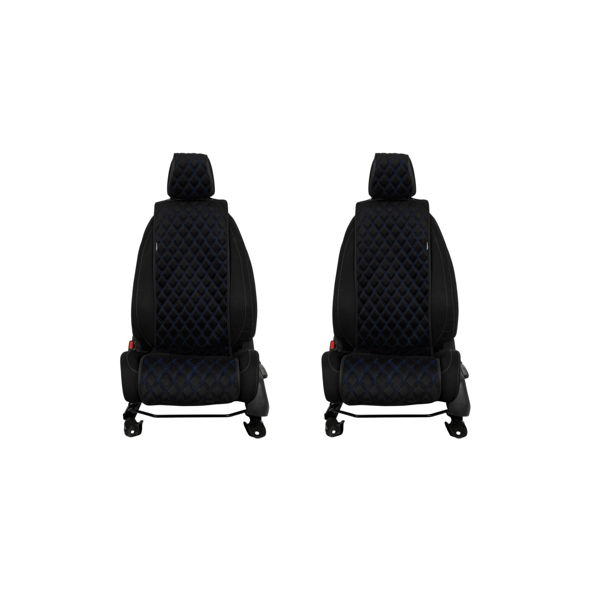 EVAtech Basic Autositzbezüge, 2 Stk. - schwarz / schwarze Kanten / blaue Nähte EVAtech Basic Autositzbezüge, 2 Stk. - schwarz / schwarze Kanten / blaue Nähte