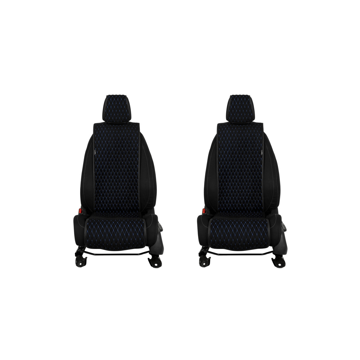 EVAtech Basic Autositzbezüge, 2 Stk. - schwarz / schwarze Kanten / blaue Nähte EVAtech Basic Autositzbezüge, 2 Stk. - schwarz / schwarze Kanten / blaue Nähte